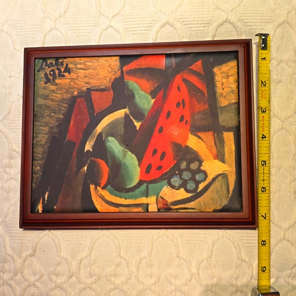Dali "Watermelon" framed ceramic wall plaque.